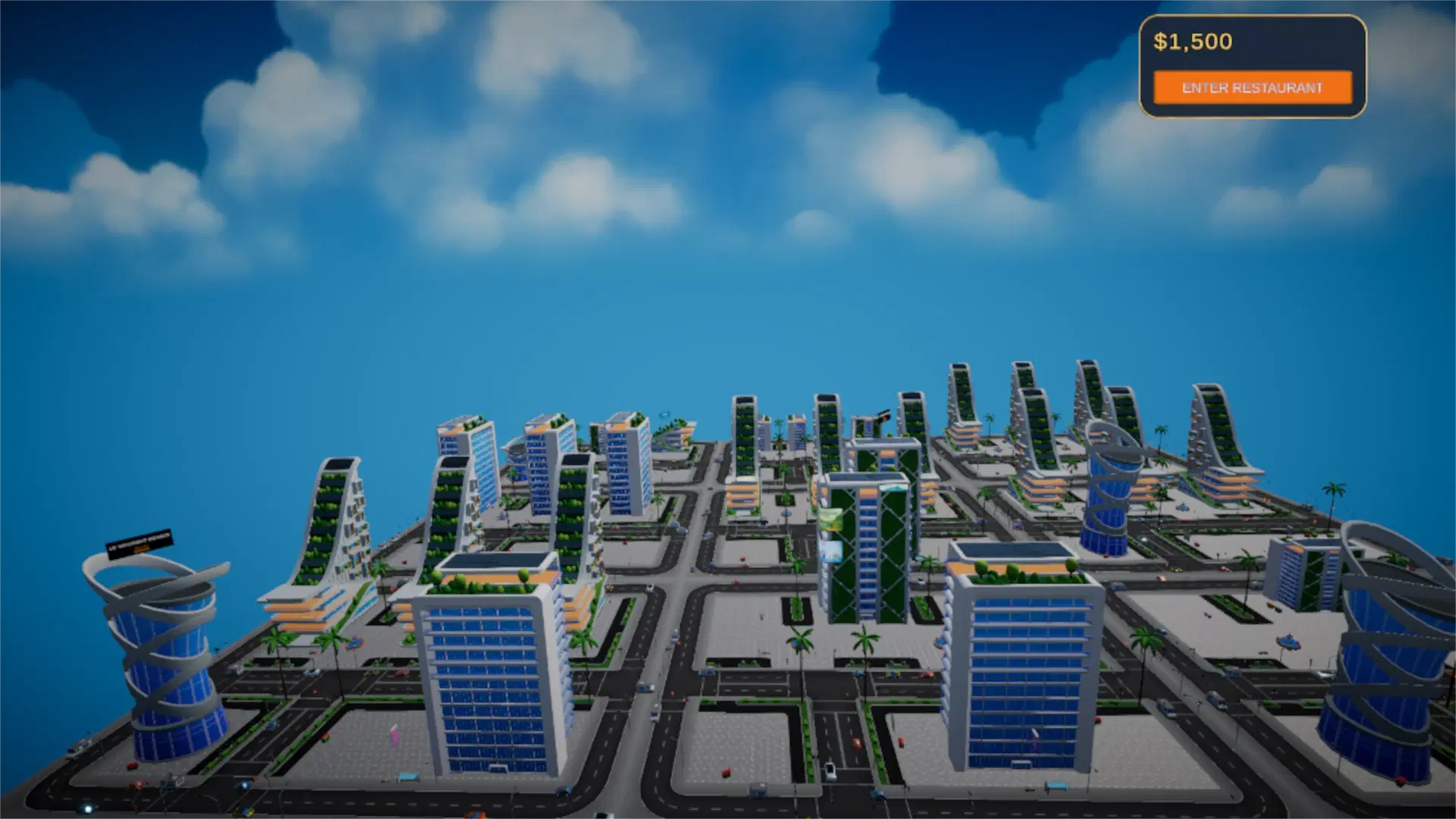The actual city-selection view in Kitchen Rivals.